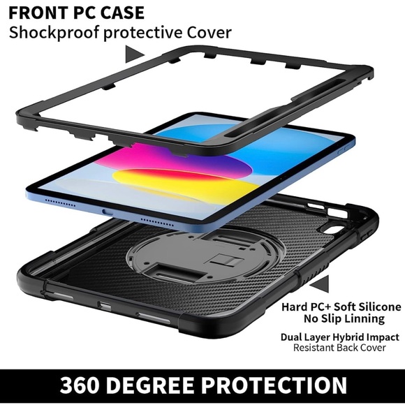 HAIKEDZ iPad 10th Generation Case, Full-Body Drop Protection Case with Pen Holde - Picture 4 of 11